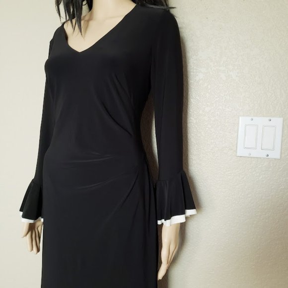 Ralph Lauren Women’s Ruffle Long Sleeves Black Dress - Picture 7 of 7